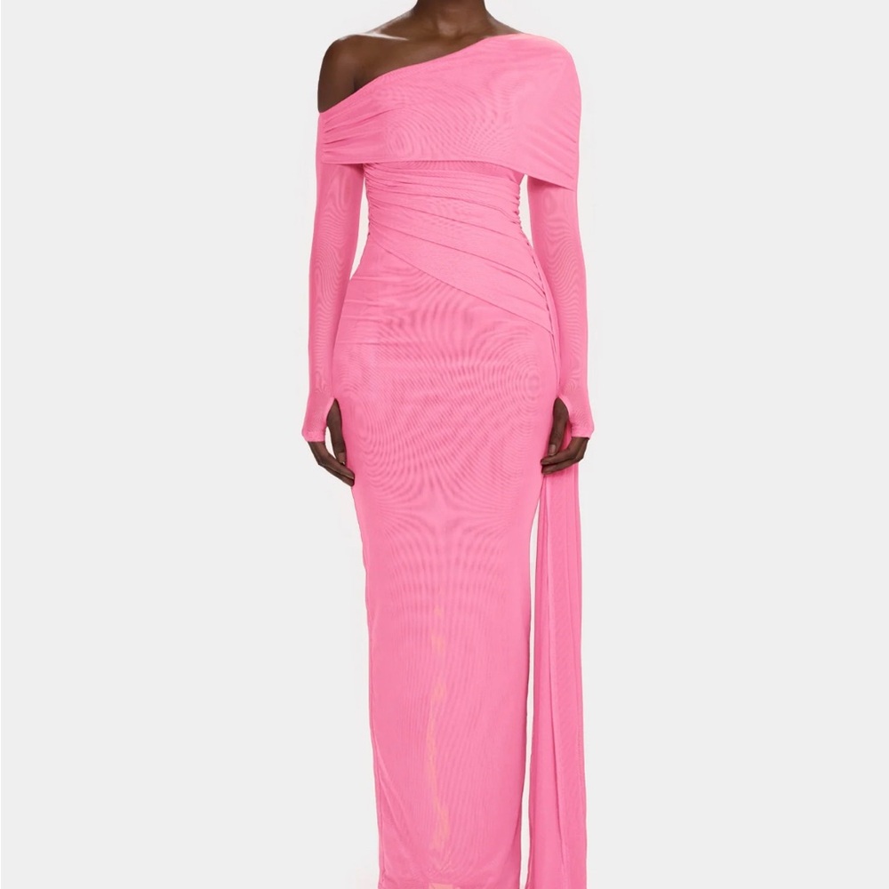 Chic One-Shoulder Pink Dress